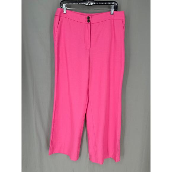 Talbots Pants Womens 12P Pink Greenwich Wide Leg High Rise Trouser Linen - Picture 1 of 9